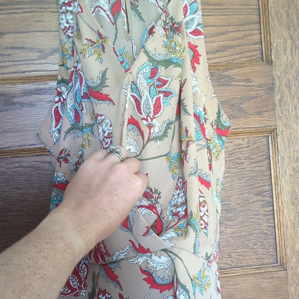 7th Avenue Design Studio Floral Abstract Print Wrap Tank Top Halter Neck Like L - Picture 2 of 7